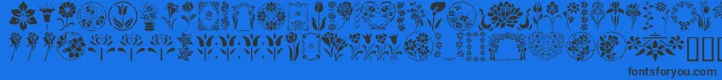 GeFloralStencils Font – Black Fonts on Blue Background