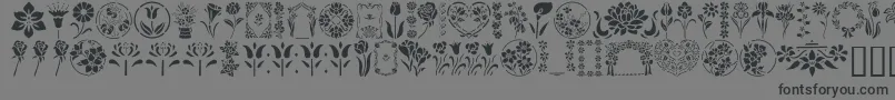 Fonte GeFloralStencils – fontes pretas em um fundo cinza