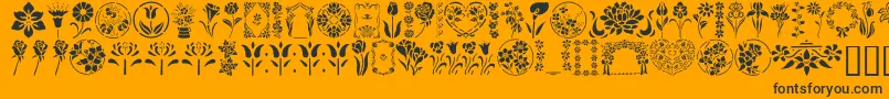 Czcionka GeFloralStencils – czarne czcionki na pomarańczowym tle