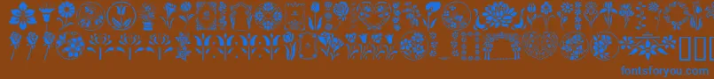 GeFloralStencils-Schriftart – Blaue Schriften auf braunem Hintergrund