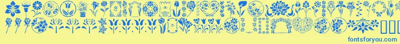 GeFloralStencils Font – Blue Fonts on Yellow Background