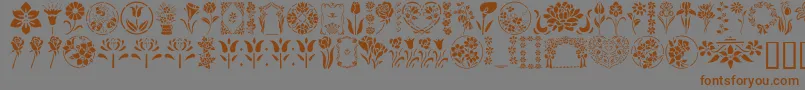 Fonte GeFloralStencils – fontes marrons em um fundo cinza