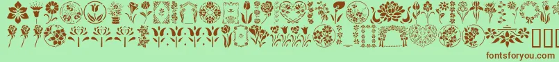 GeFloralStencils Font – Brown Fonts on Green Background