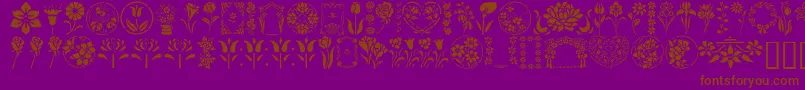 GeFloralStencils-Schriftart – Braune Schriften auf violettem Hintergrund