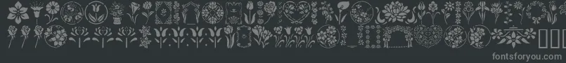 GeFloralStencils-Schriftart – Graue Schriften auf schwarzem Hintergrund