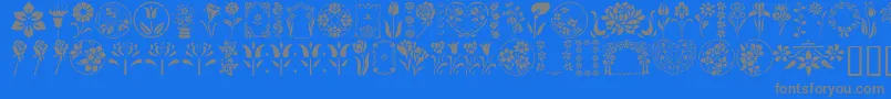 GeFloralStencils-Schriftart – Graue Schriften auf blauem Hintergrund