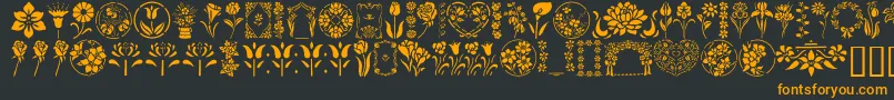 Fonte GeFloralStencils – fontes laranjas em um fundo preto