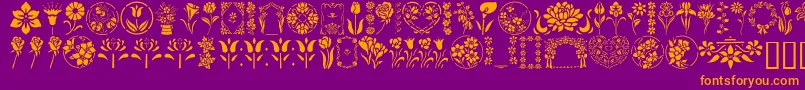 GeFloralStencils-fontti – oranssit fontit violetilla taustalla