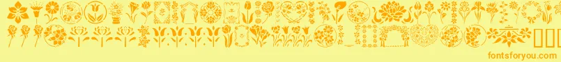 GeFloralStencils-fontti – oranssit fontit keltaisella taustalla