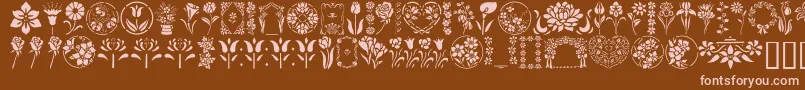 Fonte GeFloralStencils – fontes rosa em um fundo marrom