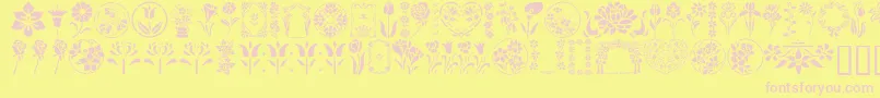 Шрифт GeFloralStencils – розовые шрифты на жёлтом фоне