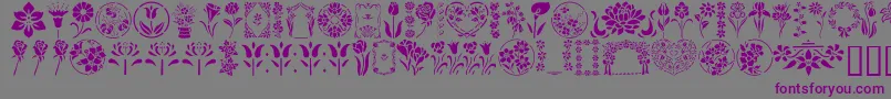 GeFloralStencils Font – Purple Fonts on Gray Background