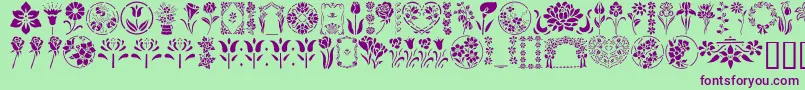 Czcionka GeFloralStencils – fioletowe czcionki na zielonym tle