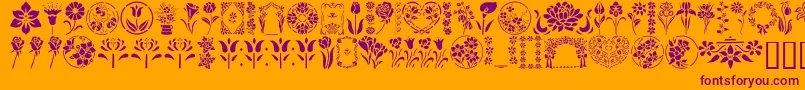 フォントGeFloralStencils – オレンジの背景に紫のフォント