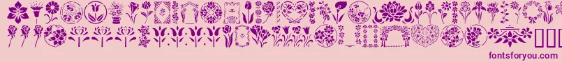 Czcionka GeFloralStencils – fioletowe czcionki na różowym tle