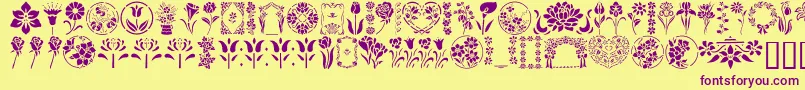 Шрифт GeFloralStencils – фиолетовые шрифты на жёлтом фоне