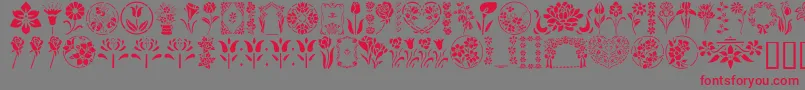 GeFloralStencils-fontti – punaiset fontit harmaalla taustalla