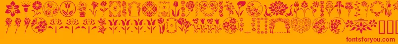 GeFloralStencils-fontti – punaiset fontit oranssilla taustalla