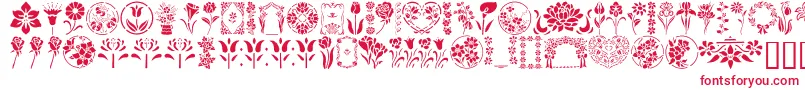 GeFloralStencils-Schriftart – Rote Schriften auf weißem Hintergrund