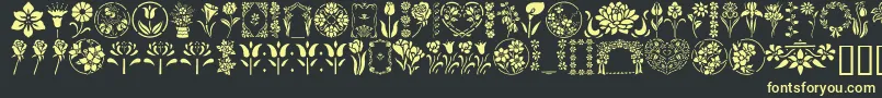 Czcionka GeFloralStencils – żółte czcionki na czarnym tle