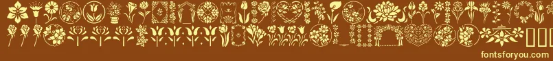 Czcionka GeFloralStencils – żółte czcionki na brązowym tle