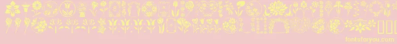 GeFloralStencils-Schriftart – Gelbe Schriften auf rosa Hintergrund