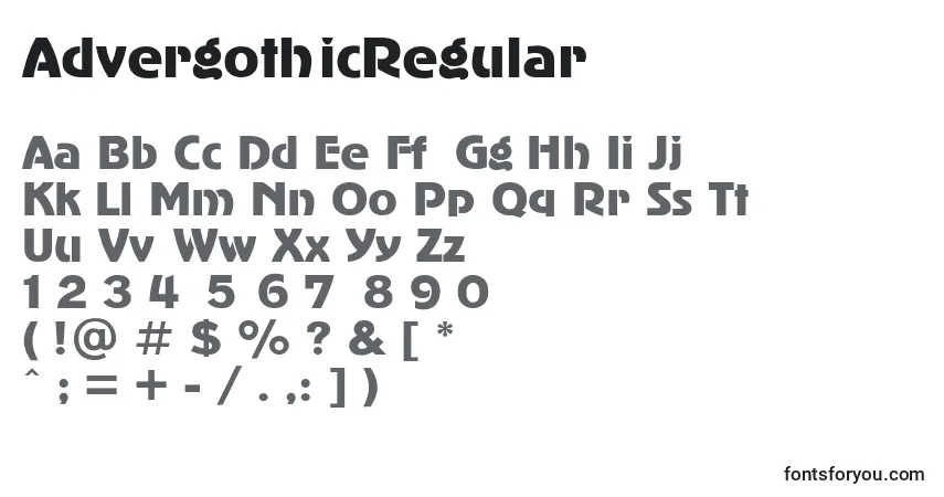Czcionka AdvergothicRegular – alfabet, cyfry, specjalne znaki