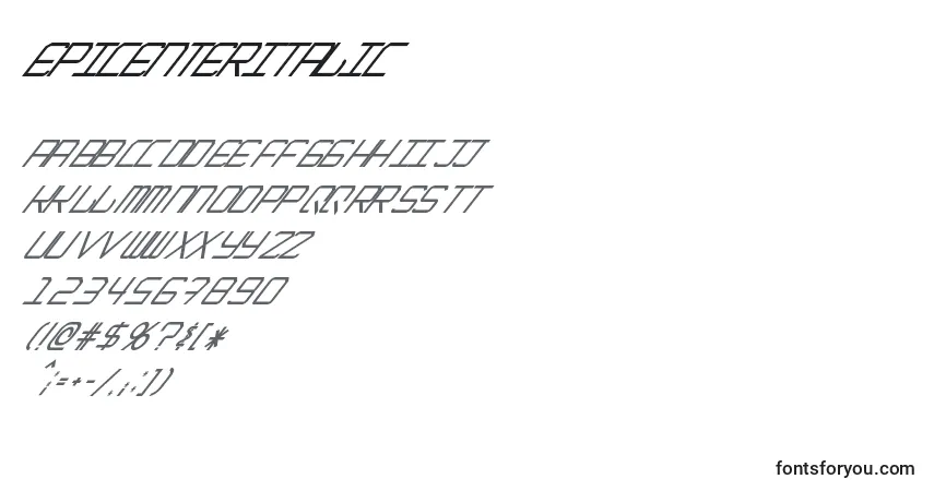 EpicenterItalic-fontti – aakkoset, numerot, erikoismerkit
