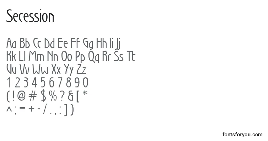 Fuente Secession - alfabeto, números, caracteres especiales