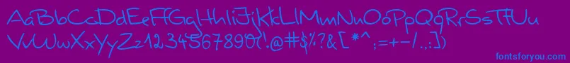 フォントValerianHandwriting – 紫色の背景に青い文字