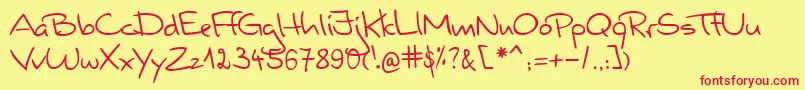 ValerianHandwriting Font – Red Fonts on Yellow Background