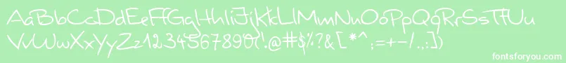 フォントValerianHandwriting – 緑の背景に白い文字