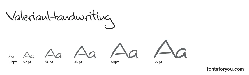 ValerianHandwriting Font Sizes