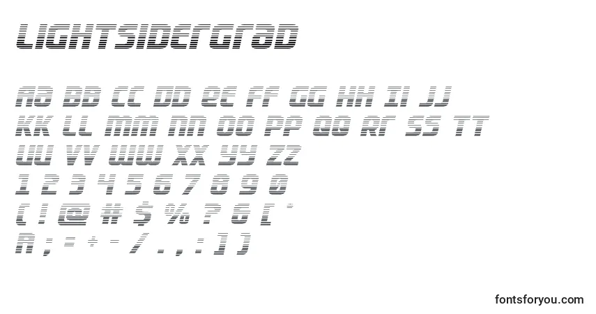 A fonte Lightsidergrad – alfabeto, números, caracteres especiais