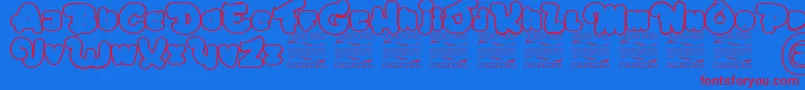 ChicagoEskimo-Schriftart – Rote Schriften auf blauem Hintergrund