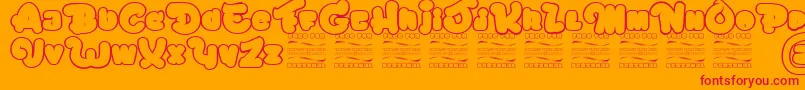 ChicagoEskimo-Schriftart – Rote Schriften auf orangefarbenem Hintergrund