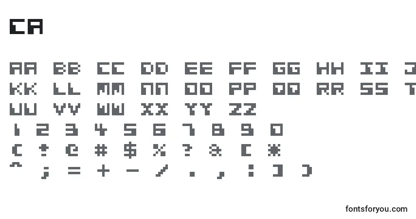 A fonte Ca – alfabeto, números, caracteres especiais