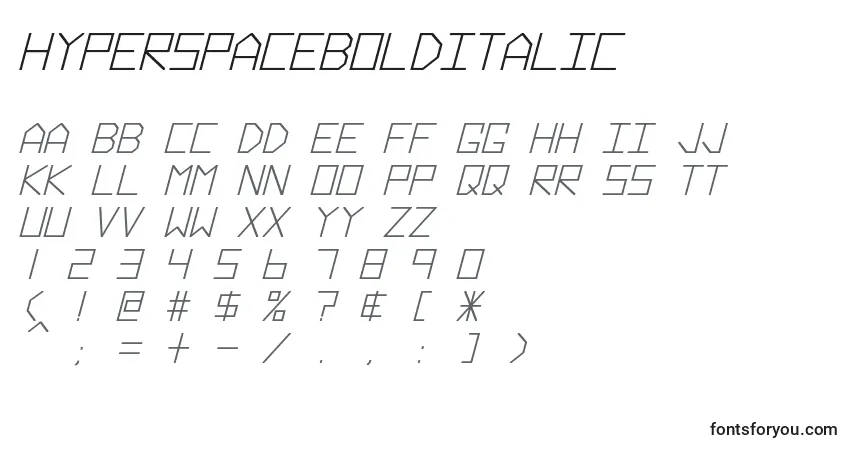 Fuente HyperspaceBoldItalic - alfabeto, números, caracteres especiales