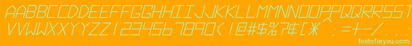 HyperspaceBoldItalic-fontti – vihreät fontit oranssilla taustalla