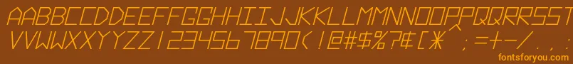 フォントHyperspaceBoldItalic – オレンジ色の文字が茶色の背景にあります。