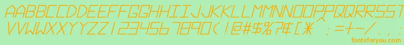 フォントHyperspaceBoldItalic – オレンジの文字が緑の背景にあります。