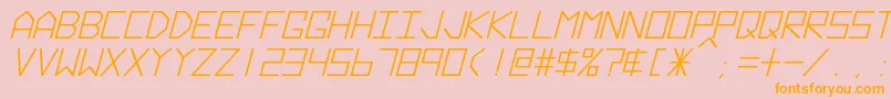HyperspaceBoldItalic-fontti – oranssit fontit vaaleanpunaisella taustalla