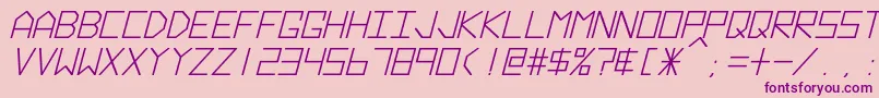 HyperspaceBoldItalic-fontti – violetit fontit vaaleanpunaisella taustalla