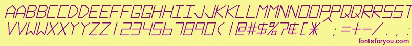 フォントHyperspaceBoldItalic – 紫色のフォント、黄色の背景
