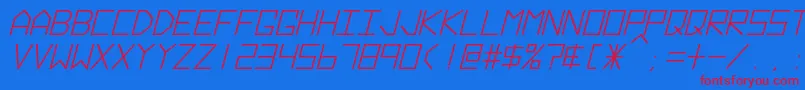 HyperspaceBoldItalic-Schriftart – Rote Schriften auf blauem Hintergrund