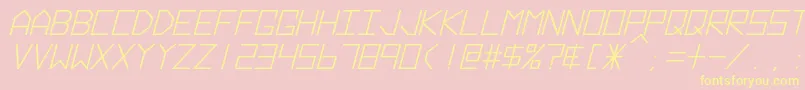 HyperspaceBoldItalic-fontti – keltaiset fontit vaaleanpunaisella taustalla