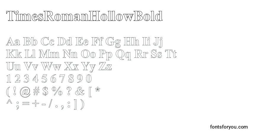 Czcionka TimesRomanHollowBold – alfabet, cyfry, specjalne znaki