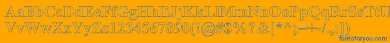 TimesRomanHollowBold-Schriftart – Blaue Schriften auf orangefarbenem Hintergrund