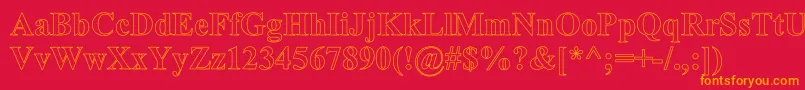 フォントTimesRomanHollowBold – 赤い背景にオレンジの文字