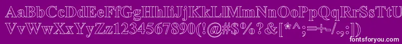Weitere Informationen zur TimesRomanHollowBold-Schriftart TimesRomanHollowBold-Schriftart – Weiße Schriften auf violettem Hintergrund